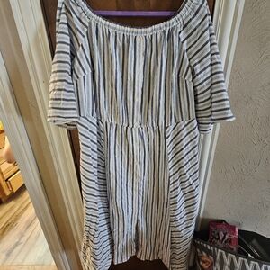 Eloquii Blue and White Striped Dress